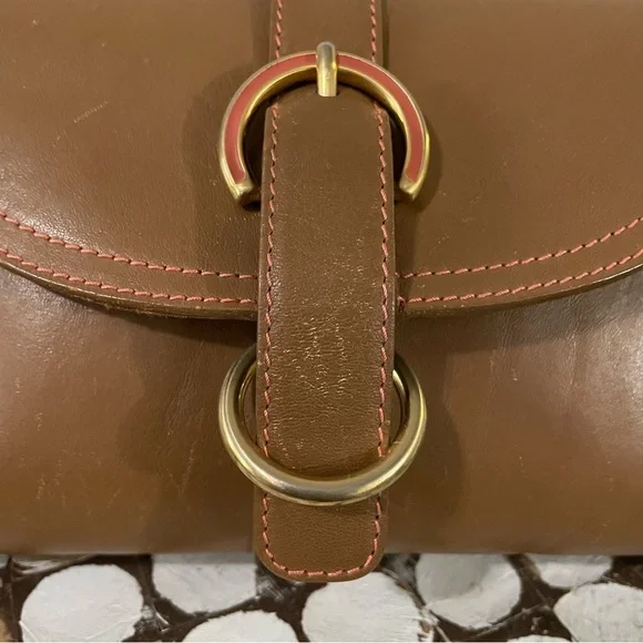 Furla Brown Leather Small Shoulder Bag Gold Hardware Classic